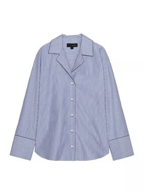 Contrast trim striped button down shirt